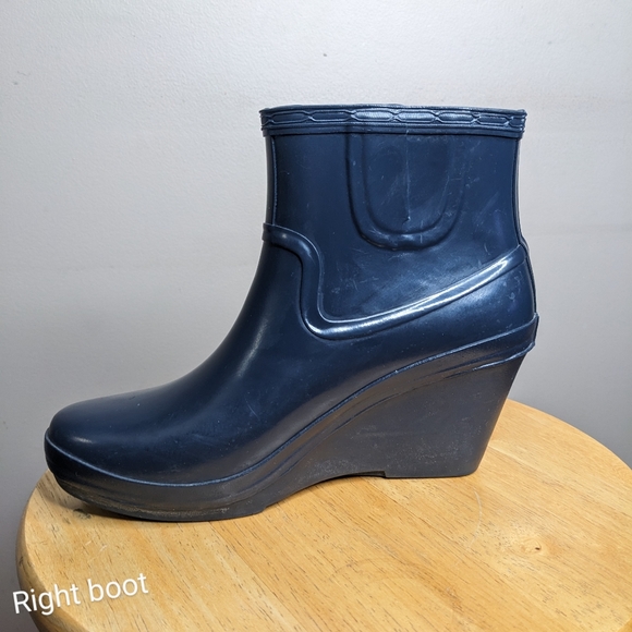 ✨20%off✨Hunter women's Rain Boots Wedge Aston Gloss Blue size 7 outdoor rain - Picture 3 of 15